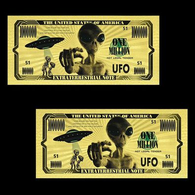 UFO Goldfolie-Banknoten Aliens One Million - USA(GF1/24/129)
