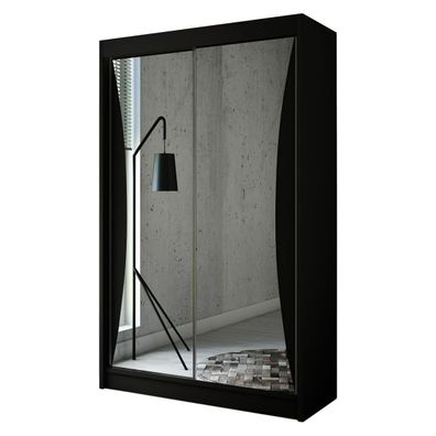 Schwebetürenschrank TWINOS 120 cm, Schrank mit Spiegel, Kleiderschrank - Schwarz