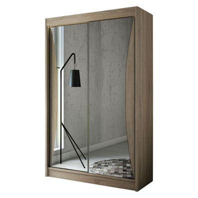 Schwebetürenschrank TWINOS 120 cm, Schrank mit Spiegel, Kleiderschrank - Eiche Sonoma