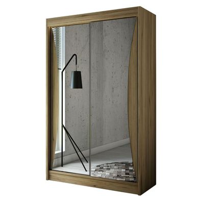 Schwebetürenschrank TWINOS 120 cm, Schrank mit Spiegel, Kleiderschrank - Eiche Craft