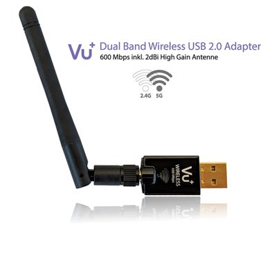 VU + ® Dual Band Wireless USB 2.0 Adapter 600 Mbps inkl. Antenne