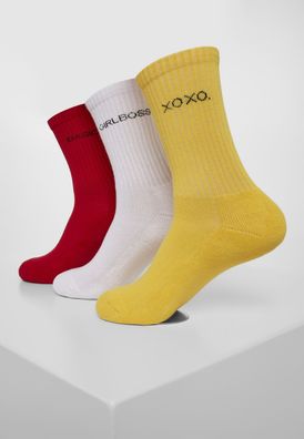 Urban Classics Socken Wording Socks 3-Pack Yellow/ Red/ White