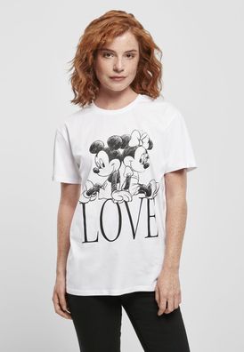 Merchcode Female Shirt Ladies Minnie Loves Mickey Tee White