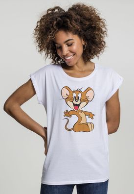 Merchcode Female Shirt Ladies Tom & Jerry Mouse Tee White