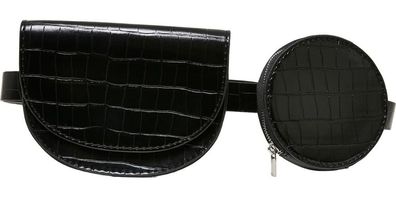 Urban Classics Croco Synthetic Leather Double Beltbag Black