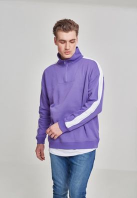 Urban Classics Pullover Oversize Sweat Shoulder Stripe Troyer Ultraviolet/ White