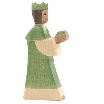 Ostheimer König grün Weihnachtskrippe Krippenfigur Holzfigur 41803
