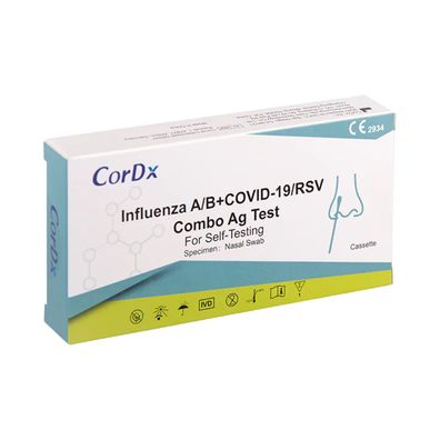 CorDx 4 in 1 Laien-Antigen Kombi-Test RSV Viren + Corona COVID-19 + Influenza A + B |