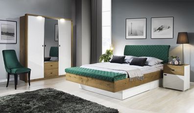 Designer Polsterbett Bett Betten Stoff Holz Luxus Ehebett 180x200cm Doppelbett