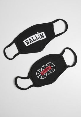 Mister Tee Mundschutz Ballin And My Game Face Mask 2-Pack Black