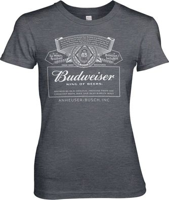 Budweiser White Logo Girly Tee Damen T-Shirt Dark-Heather