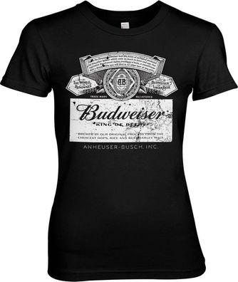 Budweiser Washed Logo Girly Tee Damen T-Shirt Black