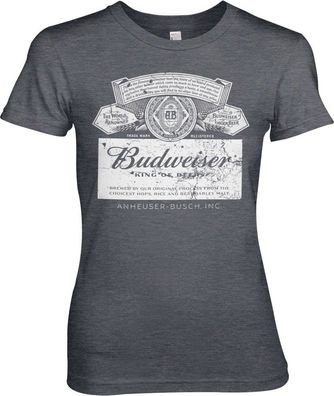 Budweiser Washed Logo Girly Tee Damen T-Shirt Dark-Heather