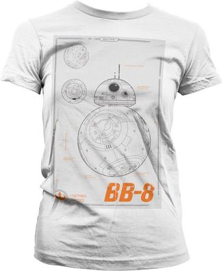 Star Wars The Force Awakens BB-8 Blueprint Girly Tee Damen T-Shirt White