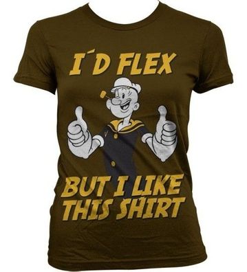 Popeye I'd Flex Girly T-Shirt Damen Brown
