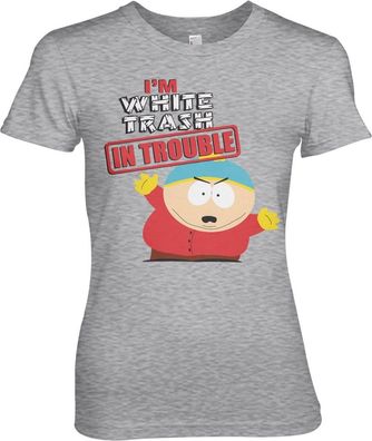 South Park I'm White Trash In Trouble Girly Tee Damen T-Shirt Heather-Grey