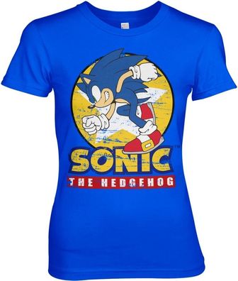 Fast Sonic The Hedgehog Girly Tee Damen T-Shirt Blue