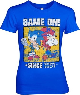 Sonic The Hedgehog Sonic Game On Since 1991 Girly Tee Damen T-Shirt Blue