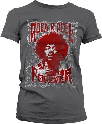 Jimi Hendrix Rock 'n Roll Forever Girly Tee Damen T-Shirt Dark-Grey
