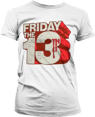 Friday The 13th Block Logo Girly Tee Damen T-Shirt White