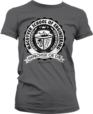 MacGyver School Of Engineering Girly Tee Damen T-Shirt Dark-Grey