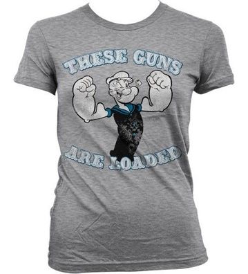 Popeye These Guns Are Loaded Girly T-Shirt Damen Heather-Grey