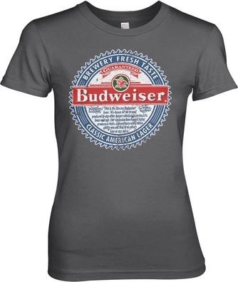 Budweiser American Lager Girly Tee Damen T-Shirt Dark-Grey