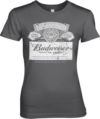 Budweiser Washed Logo Girly Tee Damen T-Shirt Dark-Grey