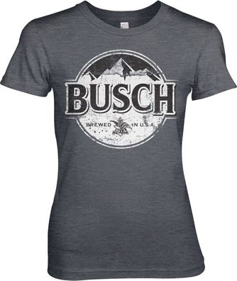 Busch Beer BW Washed Logo Girly Tee Damen T-Shirt Dark-Heather