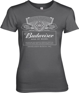 Budweiser White Logo Girly Tee Damen T-Shirt Dark-Grey