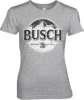 Busch Beer BW Washed Logo Girly Tee Damen T-Shirt Heather-Grey