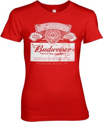 Budweiser Washed Logo Girly Tee Damen T-Shirt Red