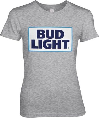 Budweiser Bud Light Logo Girly Tee Damen T-Shirt Heather-Grey