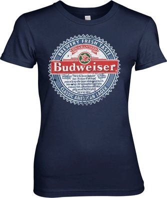 Budweiser American Lager Girly Tee Damen T-Shirt Navy