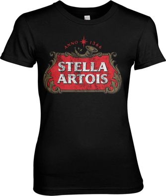 Stella Artois Washed Logo Girly Tee Damen T-Shirt Black