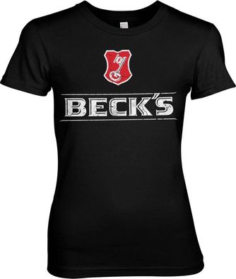 Beck's Washed Logo Girly Tee Damen T-Shirt Black