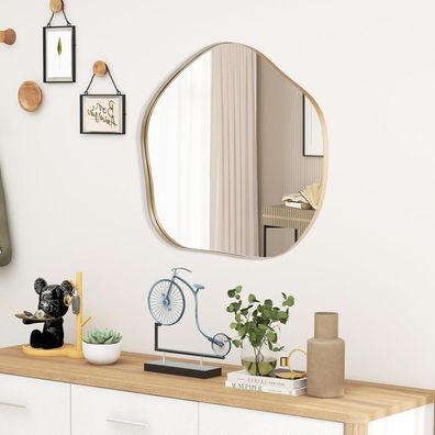 unregelmäßiger Wandspiegel, asymmetrischer Spiegel, Kosmetikspiegel, Golden, 75x70 cm