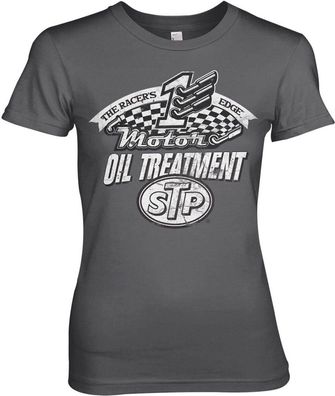 STP Oil Treatment Distressed Girly Tee Damen T-Shirt Dark-Grey