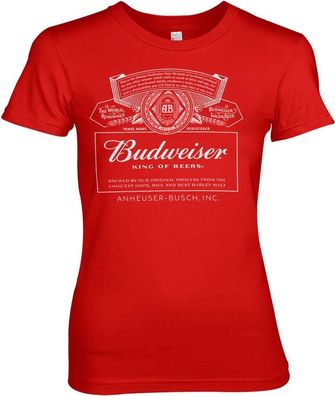 Budweiser White Logo Girly Tee Damen T-Shirt Red