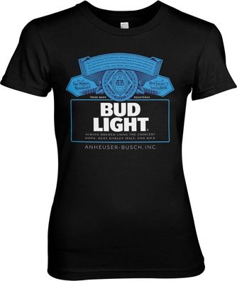 Budweiser Bud Light Label Logo Girly Tee Damen T-Shirt Black