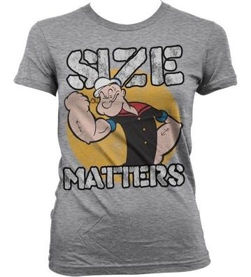 Popeye Size Matters Girly T-Shirt Damen Heather-Grey