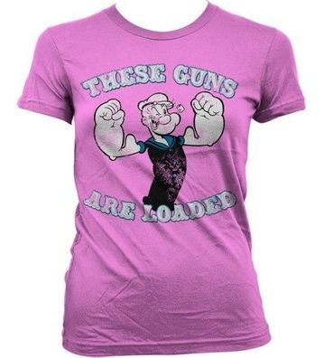 Popeye These Guns Are Loaded Girly T-Shirt Damen Pink