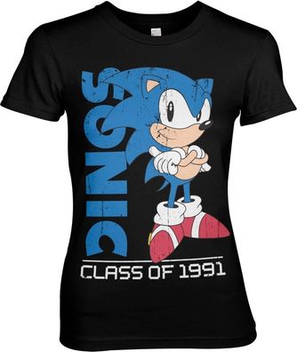 Sonic The Hedgehog Class Of 1991 Girly Tee Damen T-Shirt Black