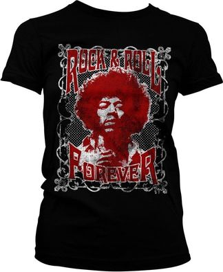 Jimi Hendrix Rock 'n Roll Forever Girly Tee Damen T-Shirt Black