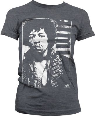 Jimi Hendrix Distressed Girly Tee Damen T-Shirt Dark-Heather