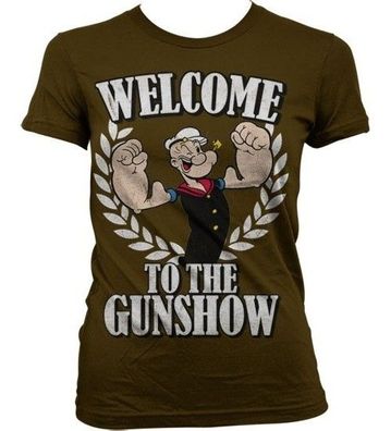 Popeye Welcome To The Gunshow Girly T-Shirt Damen Brown