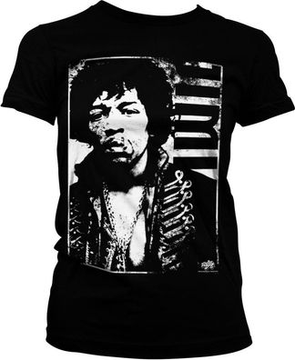 Jimi Hendrix Distressed Girly Tee Damen T-Shirt Black