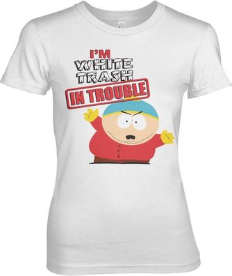 South Park I'm White Trash In Trouble Girly Tee Damen T-Shirt White