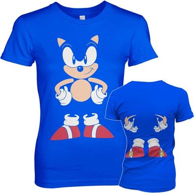 Sonic The Hedgehog Front & Back Girly Tee Damen T-Shirt Blue