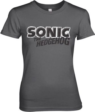 Sonic The Hedgehog Classic Logo Girly Tee Damen T-Shirt Dark-Grey